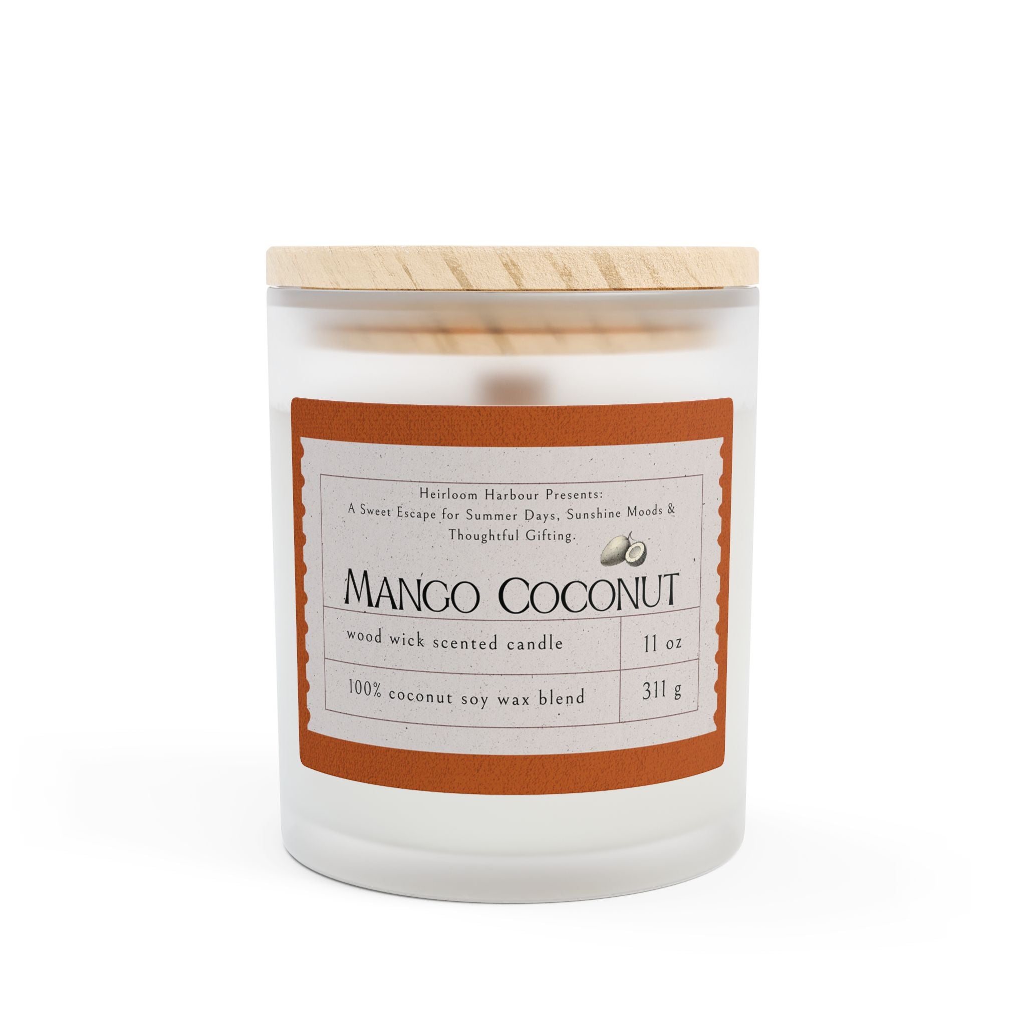 🥭Mango Coconut Wood Wick Candle – Tropical Soy Wax Summer Gift | 11oz