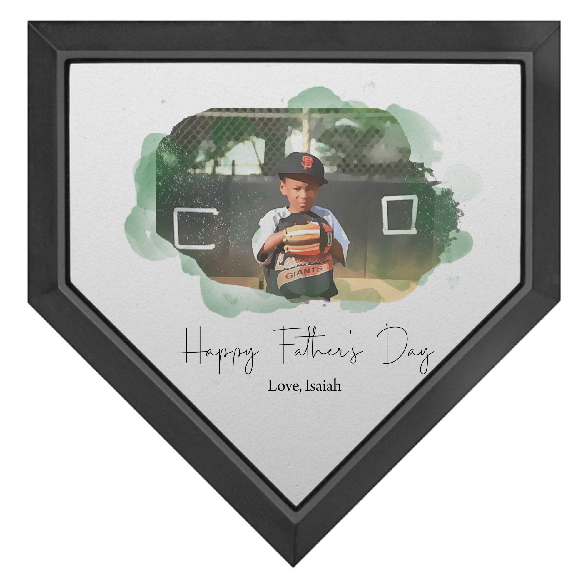 Custom Mini Home Plate Gift – Personalized Photo with Watercolor Background & Message for Dad