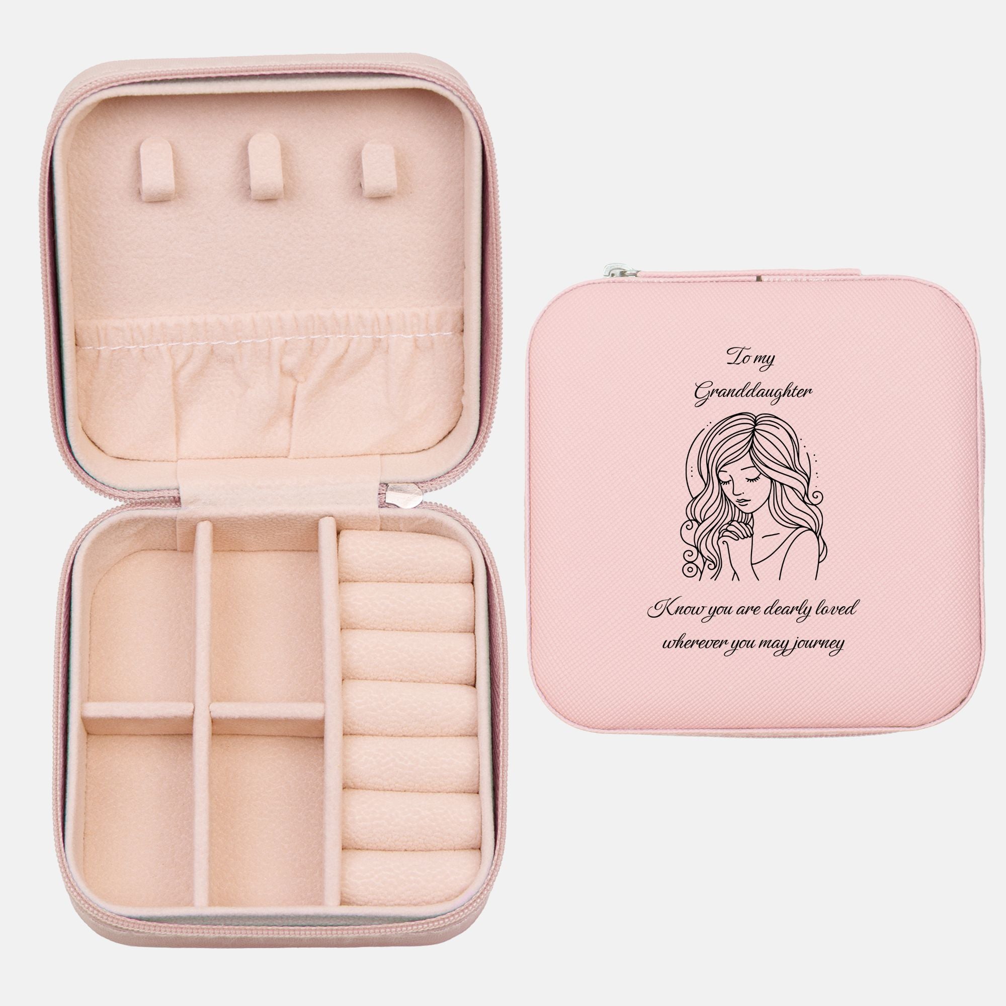 To My Granddaughter Travel Prayer Jewelry Travel Case