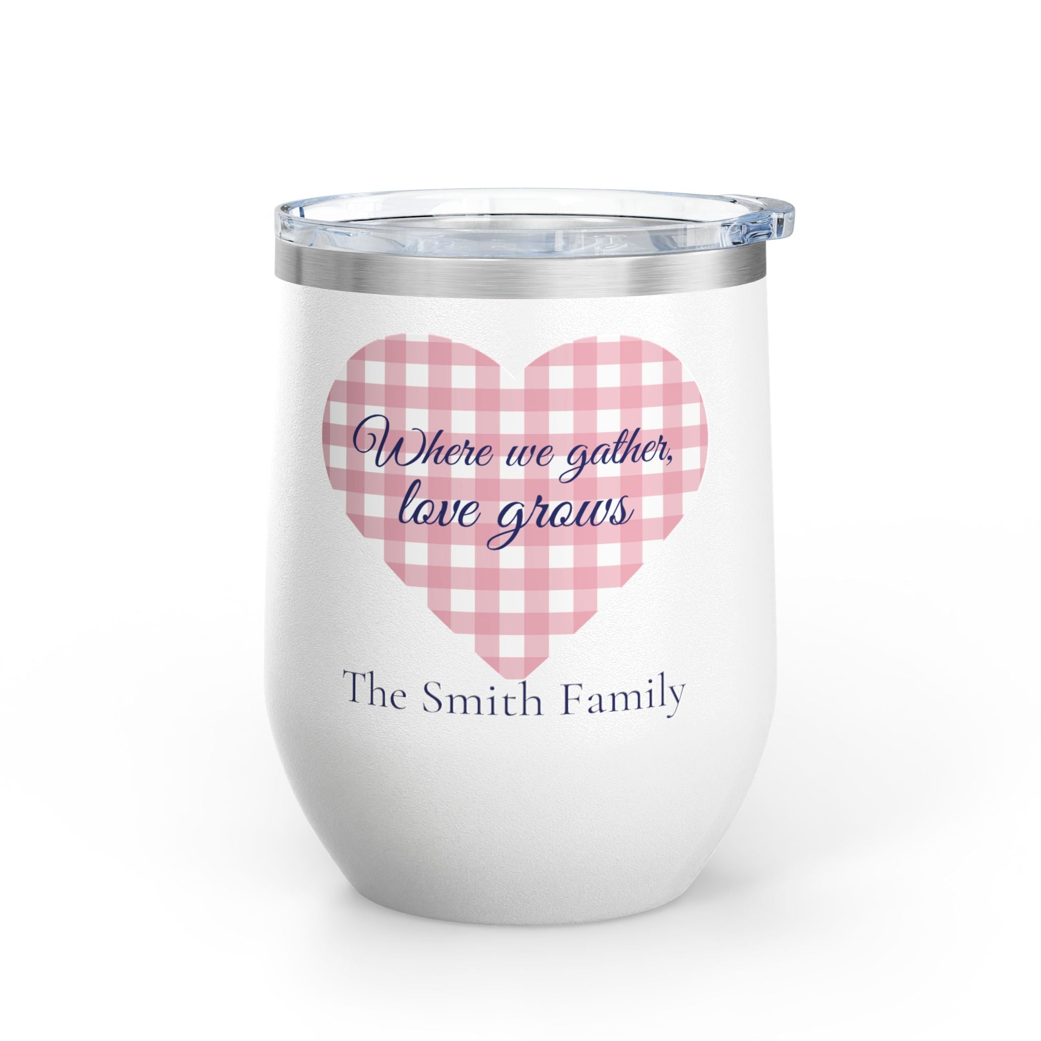 Personalized Wine Tumbler – Summer Picnic Style Stainless Steel Cup with Name