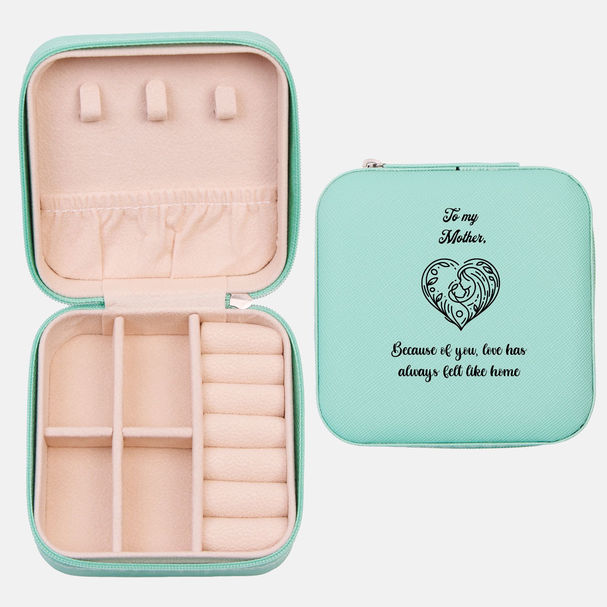 🌷 To My Mother – “Love Has Always Felt Like Home” Jewelry Travel Case | Sentimental Faux Leather Organizer
