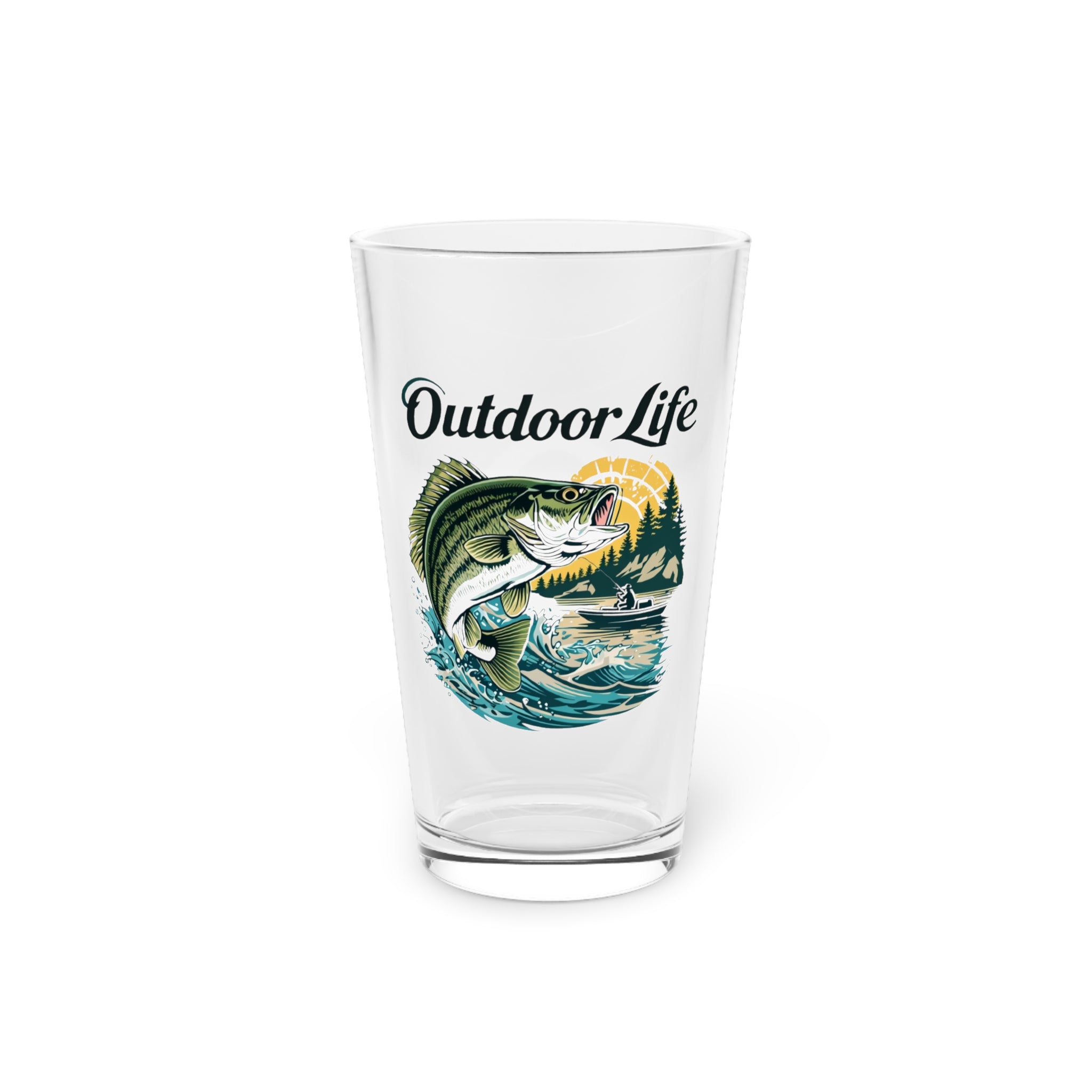 Outdoor Life Fishing Pint Glass - 16oz for Nature Lovers