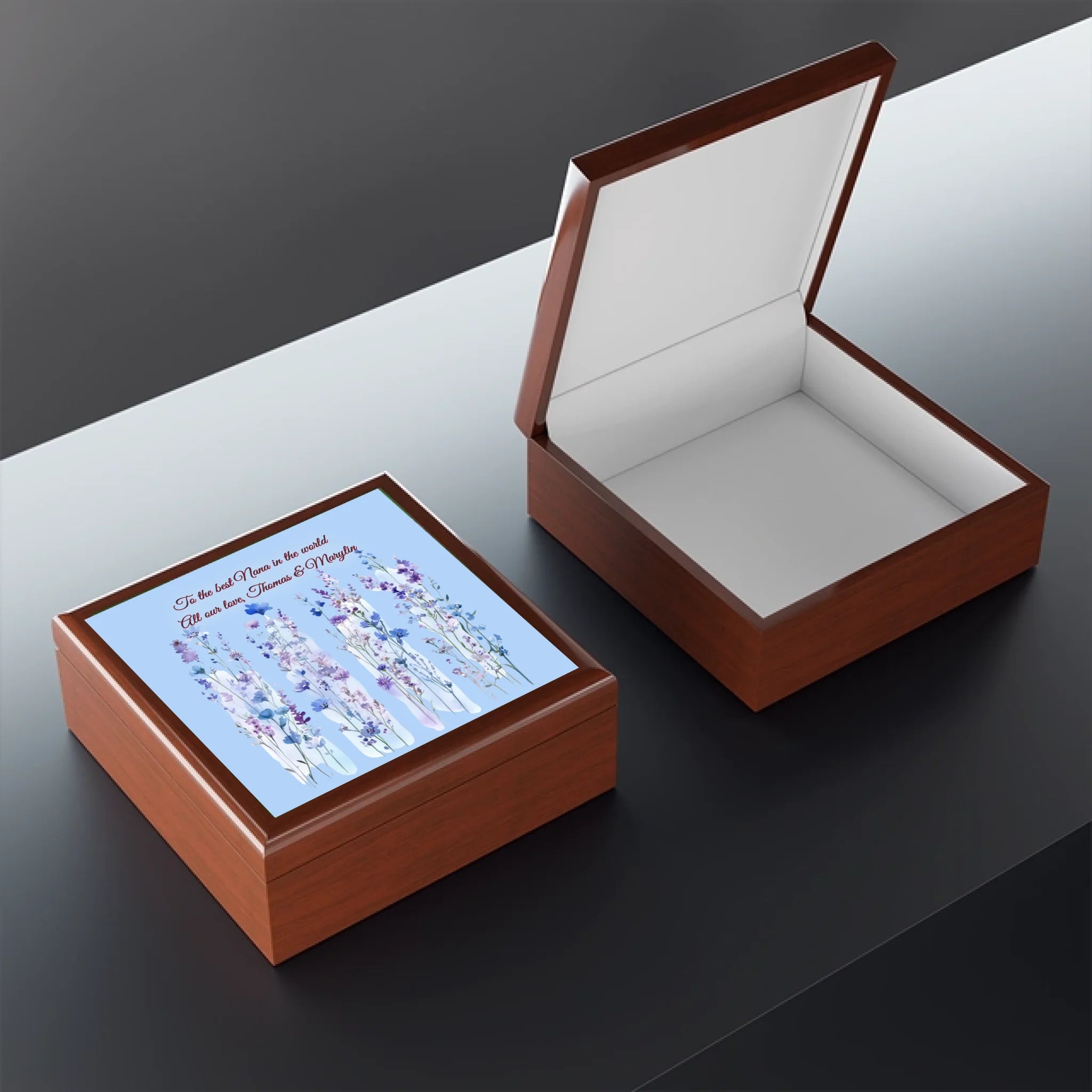 🌸 Fully Personalized Floral Keepsake Jewelry Box – Custom Gift for Mom, Grandma, or Someone You Love