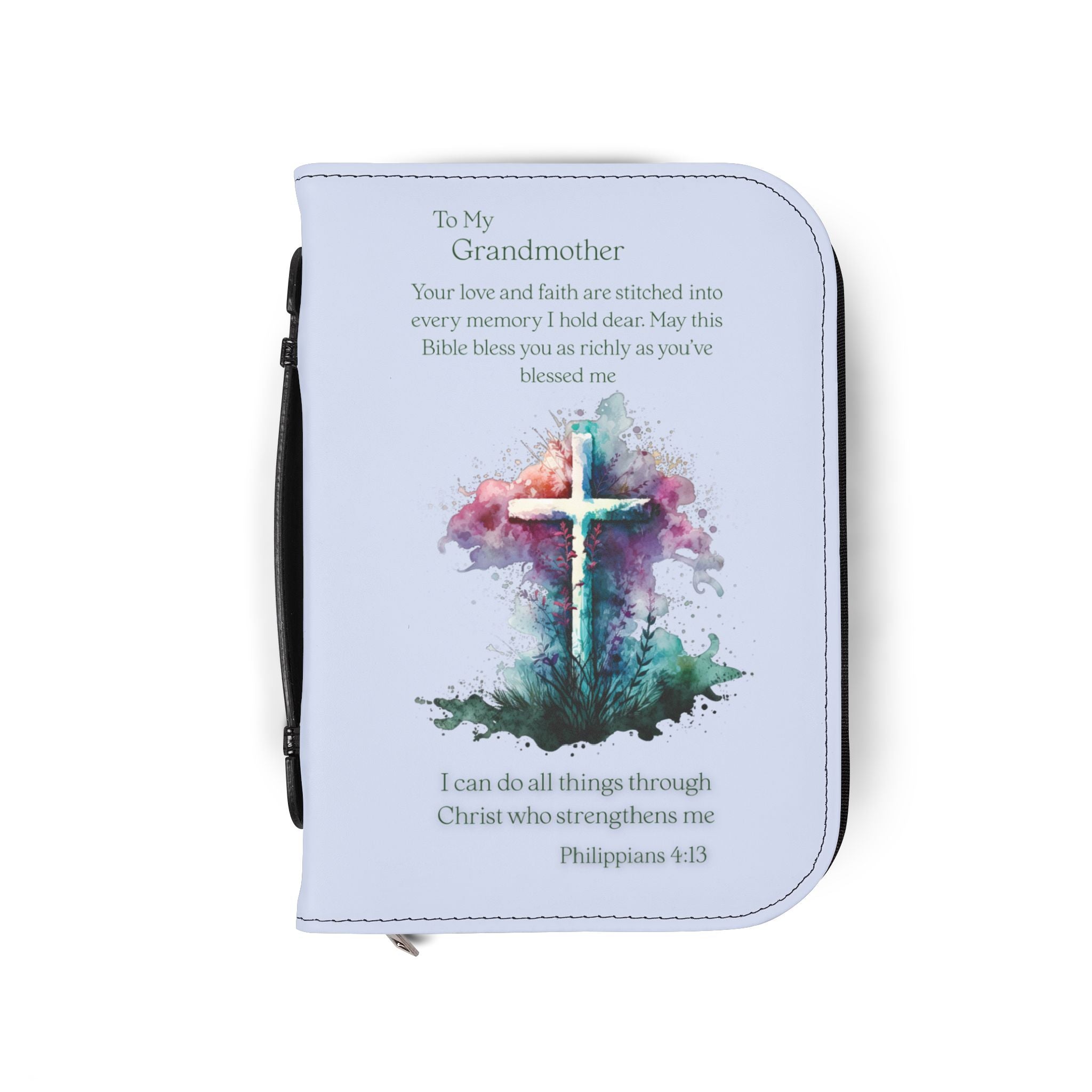 To My Grandmother Inspirational Bible Cover - Floral Design with Scripture