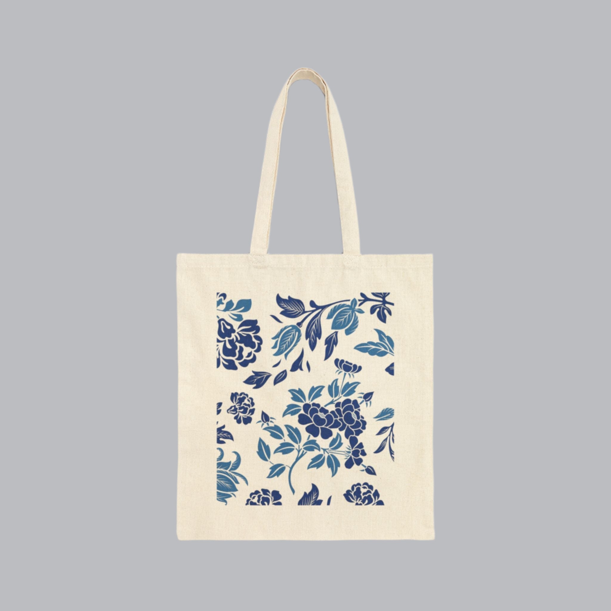 🌸 World Class Grandma Blue Floral Chinoiserie Canvas Tote | Elegant Gift for Grandma