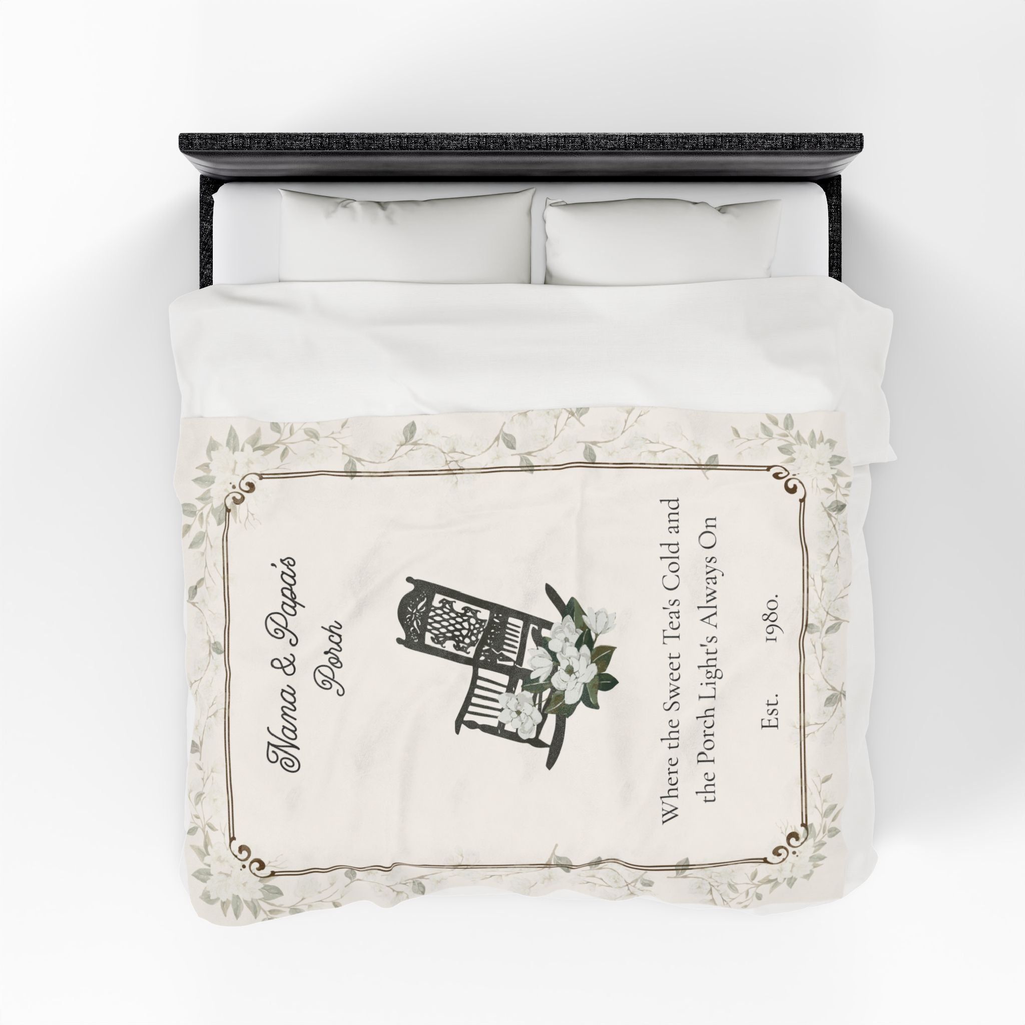 Personalized Rocking Chair Porch Blanket – “Where the Sweet Tea’s Cold” | Cozy Velveteen Throw for Nana, Papa, Grandparents | Southern Gift, 3 Sizes
