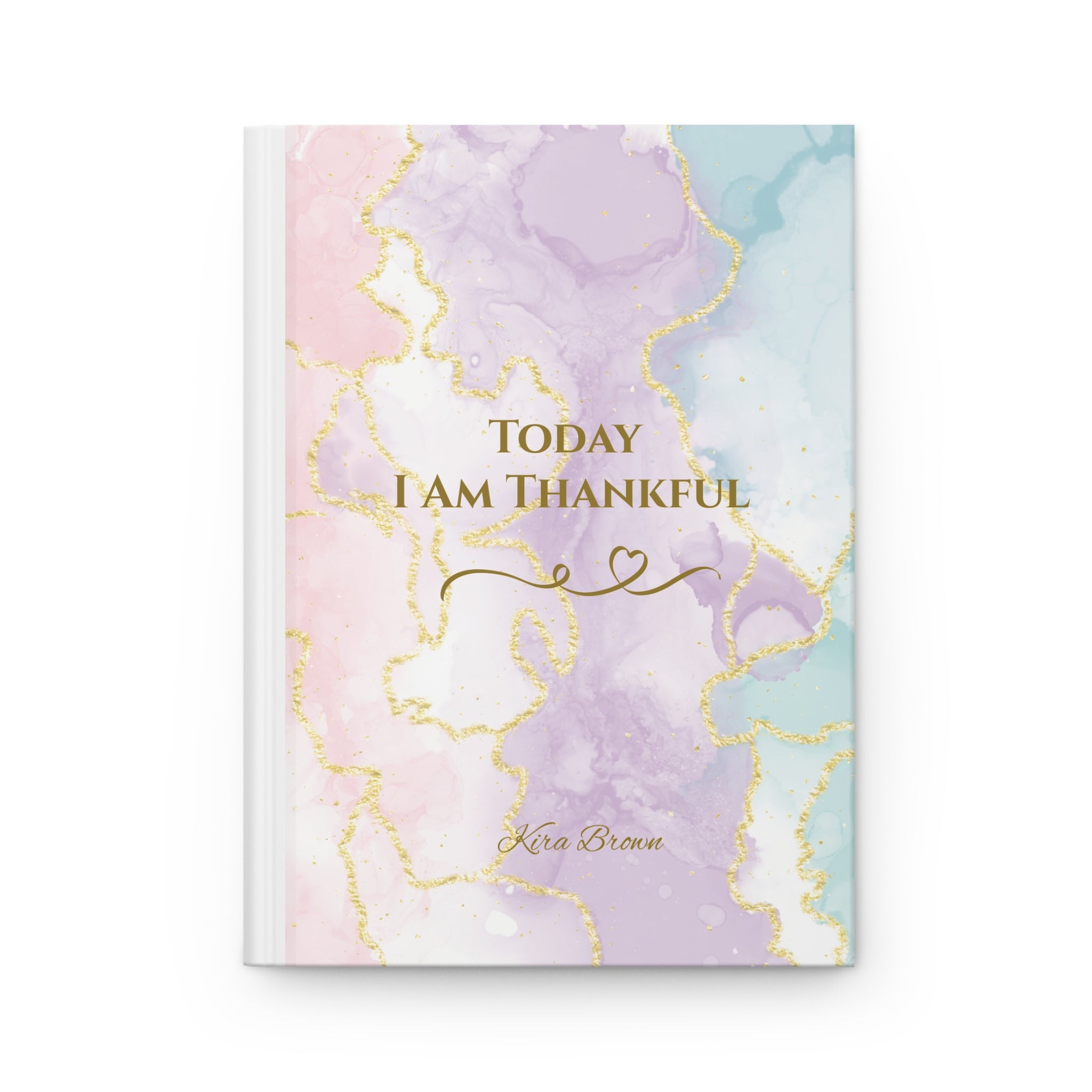 Notebook with pastel watercolor design and 'Today I Am Thankful' text on a white background
