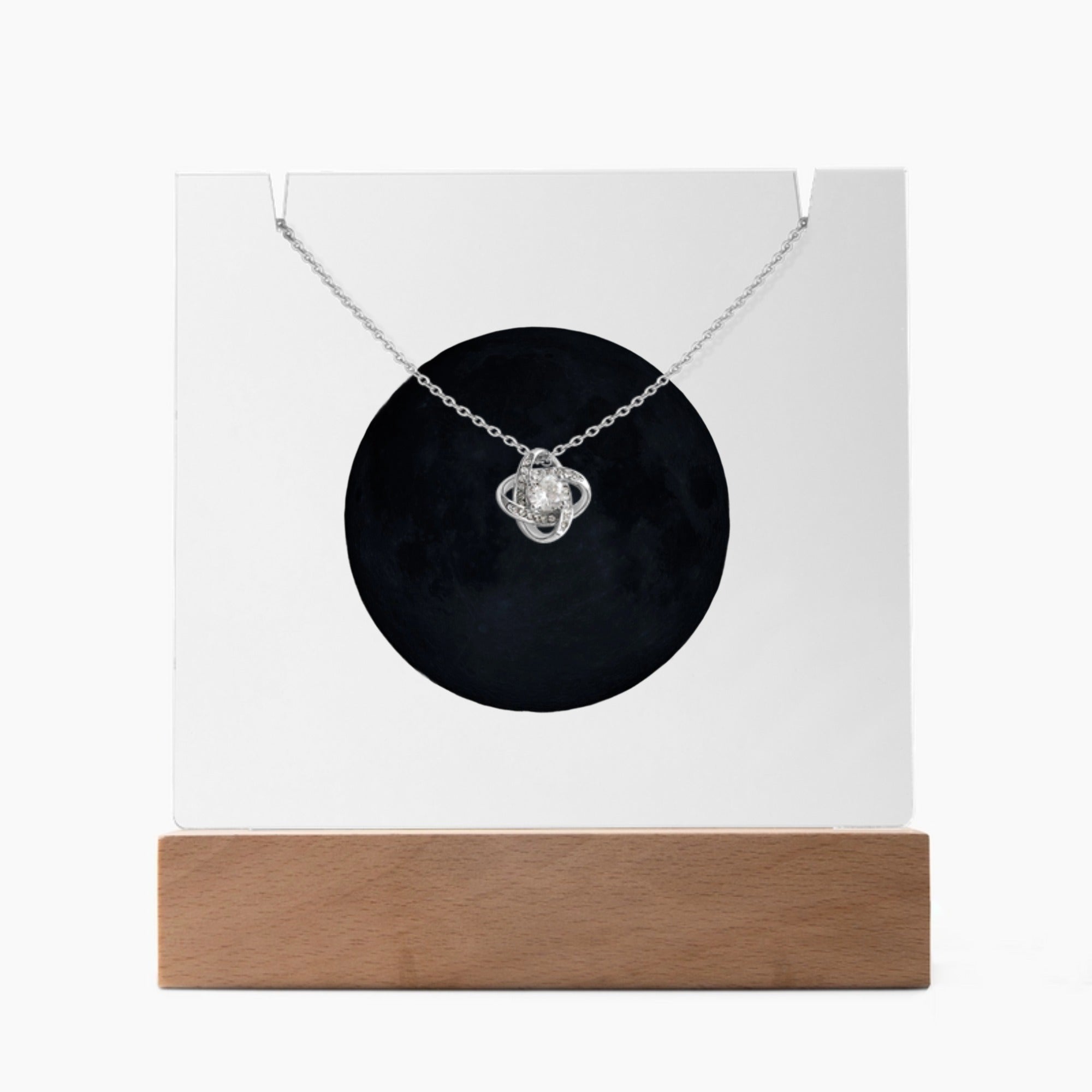 Personalized Moon Phase Acrylic Sign with Love Knot Necklace – “The Night You Became My Grandma” Gift for Grandparents Day, Birthday, or Just Because