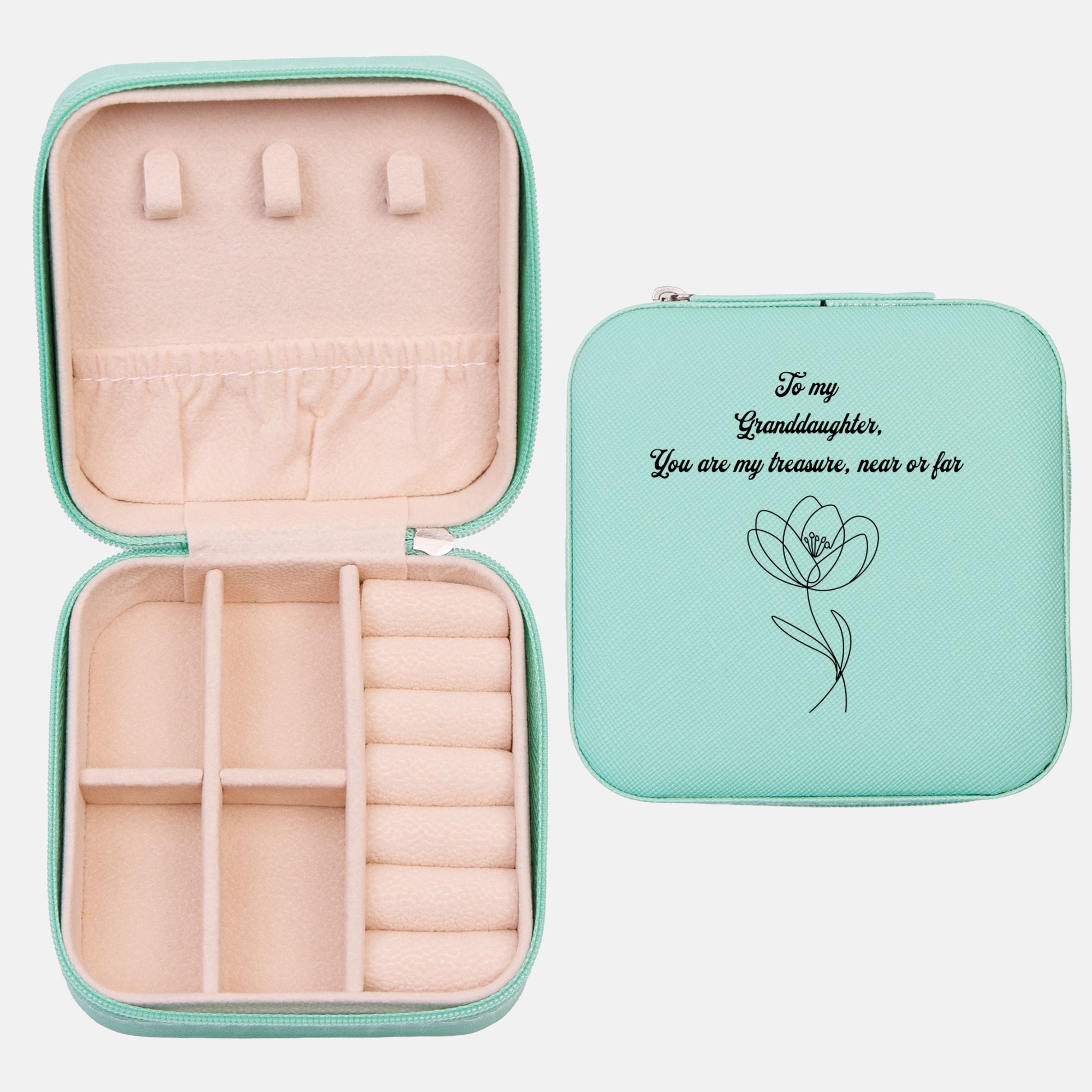 To My Granddaughter Treasured One Jewelry Travel Case