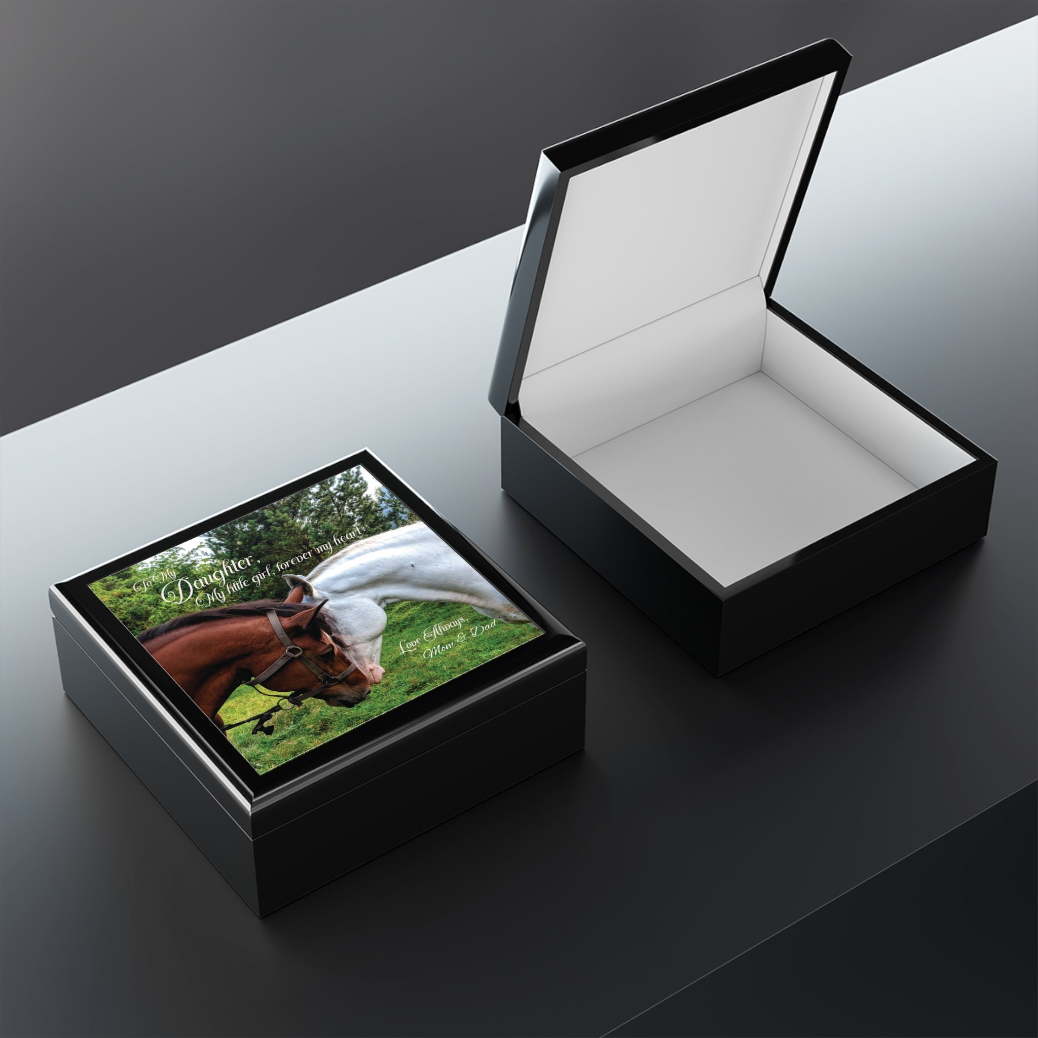 🐴 To My Daughter – Horse-Themed Jewelry Box | “My Little Girl, Forever in My Heart” Keepsake Gift