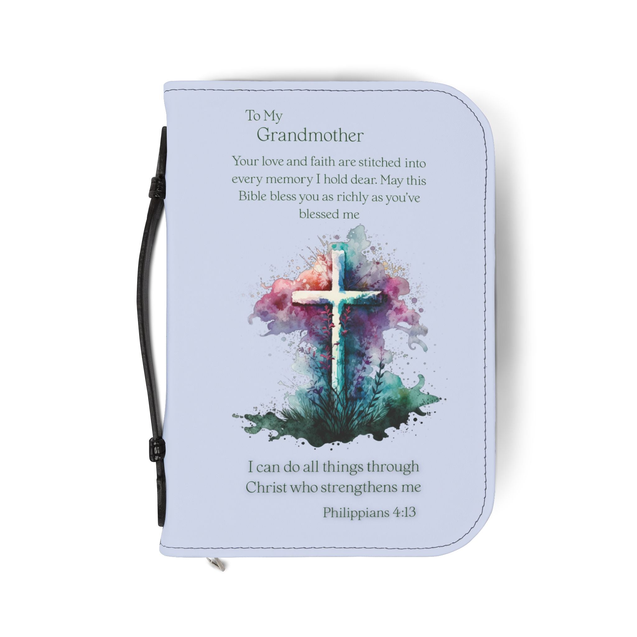 To My Grandmother Inspirational Bible Cover - Floral Design with Scripture