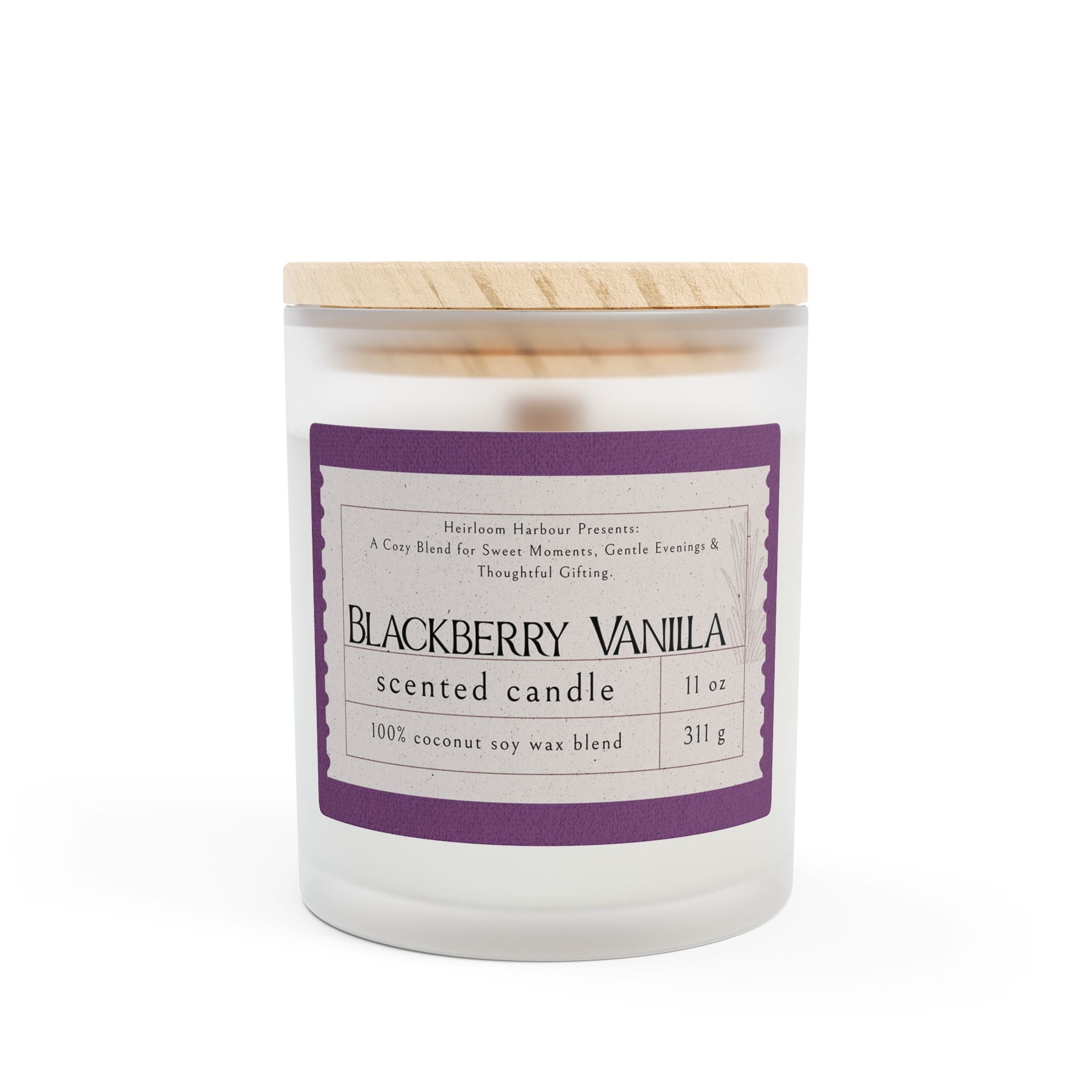 🍇Blackberry Vanilla Wood Wick Candle – Cozy Scented Gift for Her | 11oz Soy Wax