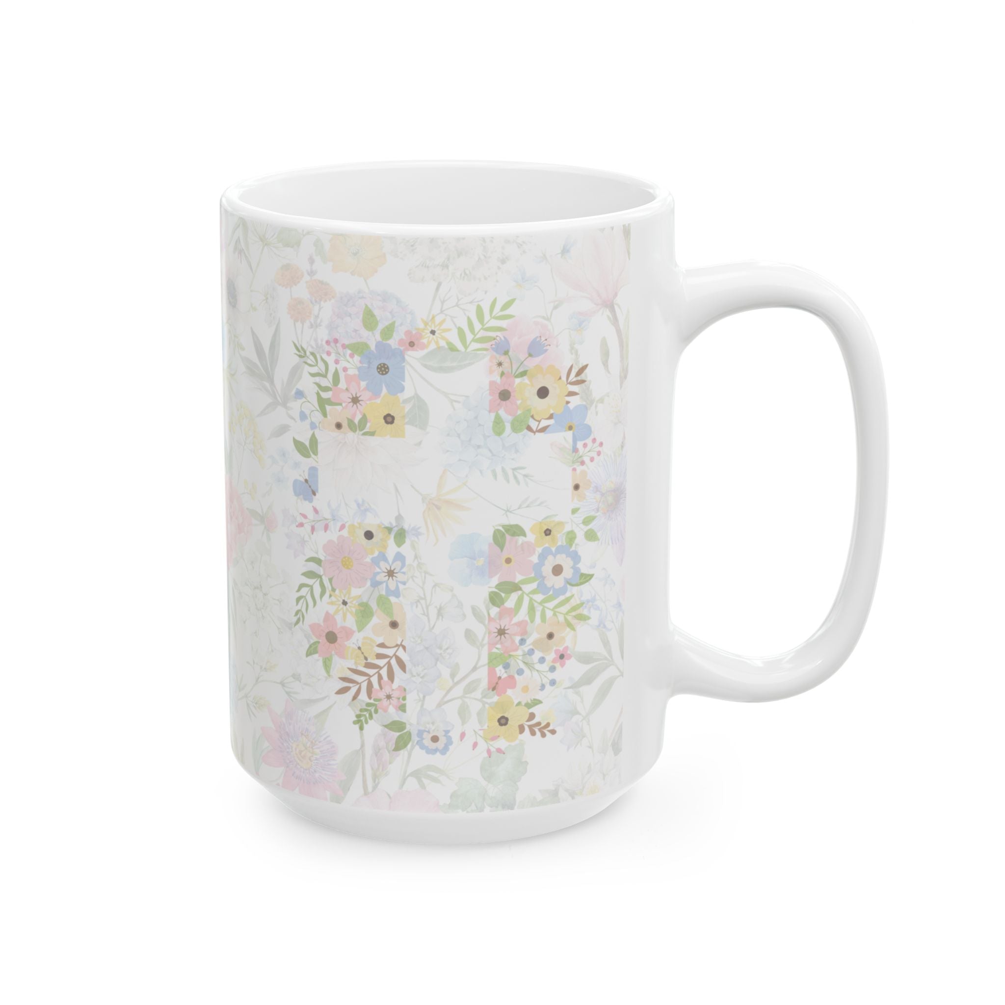Grandma Mug – “Because of You” Floral Coffee Cup with Cross | Faith-Inspired Ceramic Gift, 11oz or 15oz cup