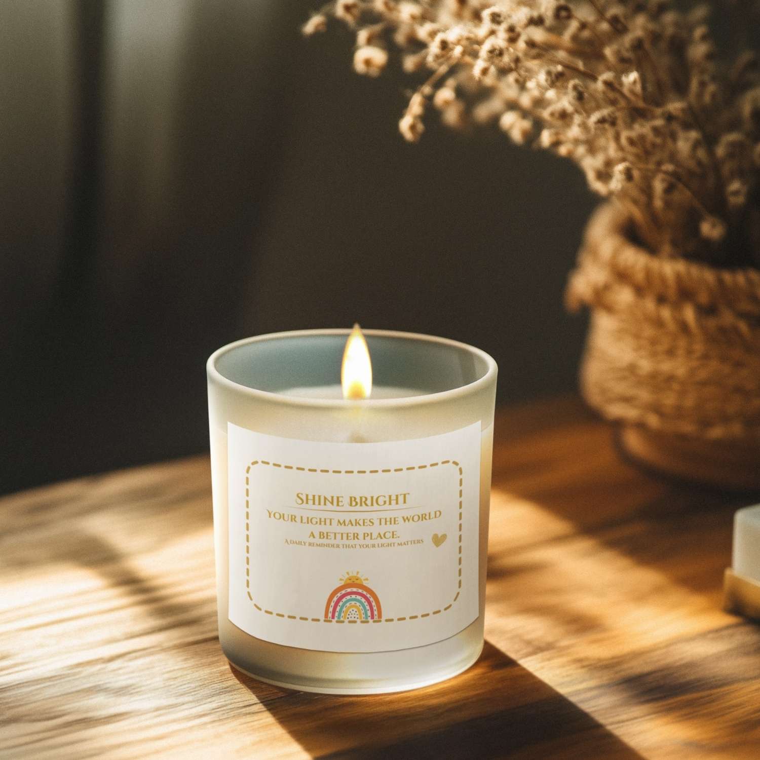 “Shine Bright” Empowerment Candle – Scented Soy Candle with Rainbow Label for Self-Love, Encouragement & Gift Giving