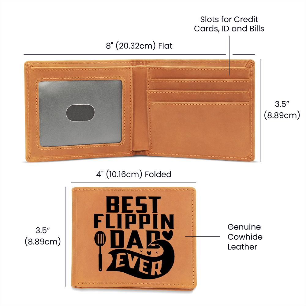“Best Flippin’ Dad Ever” Leather Wallet – Funny BBQ Gift for Dads Who Grill