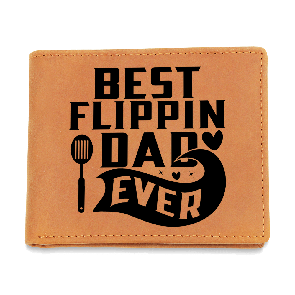“Best Flippin’ Dad Ever” Leather Wallet – Funny BBQ Gift for Dads Who Grill