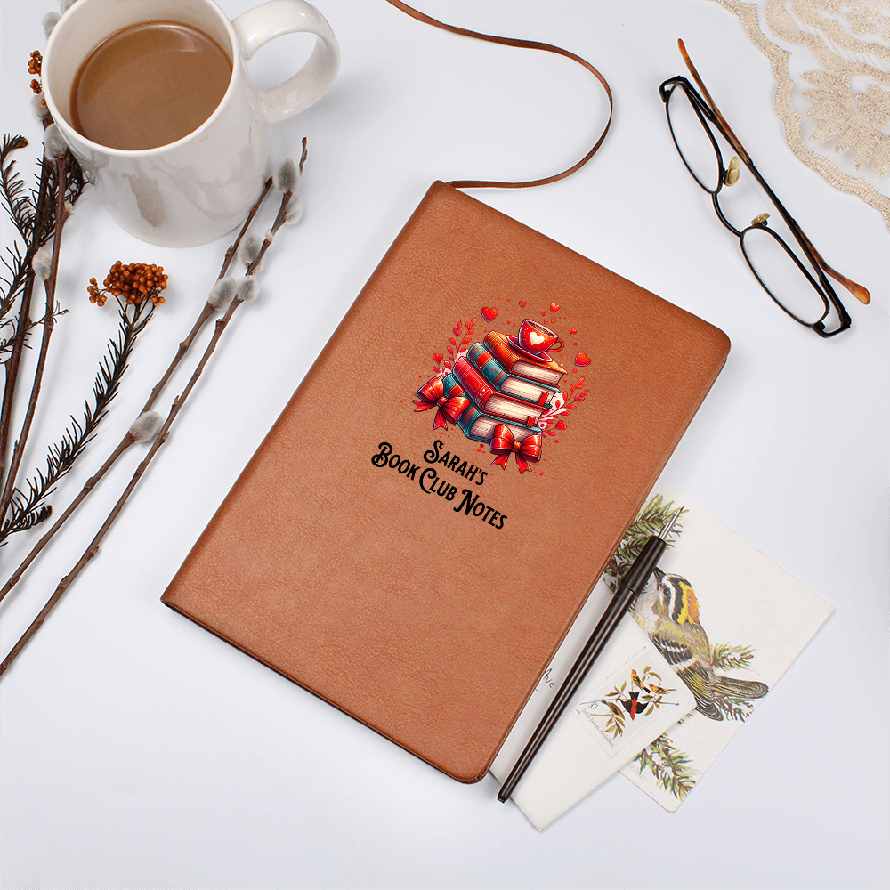 📓 Personalized Vegan Leather Journal – [Name]’s Book Club Notes | Cute Gift for Readers & Writers