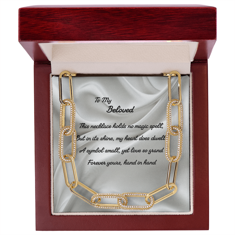 Enchanting Embellished Paperclip Necklace for your Special Someone in Luxury Box
