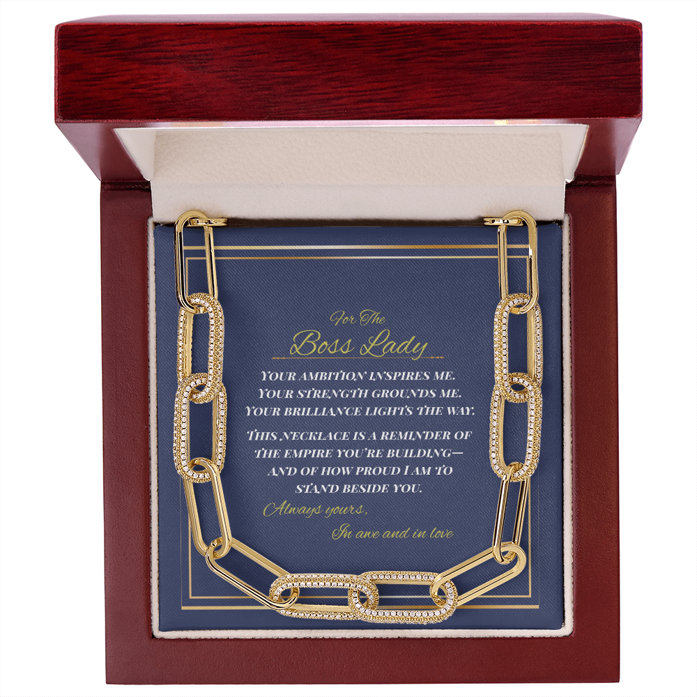 For The Boss Lady – Gold Paperclip Chain Necklace – Empowering Gift for Wife, Girlfriend, or Entrepreneur