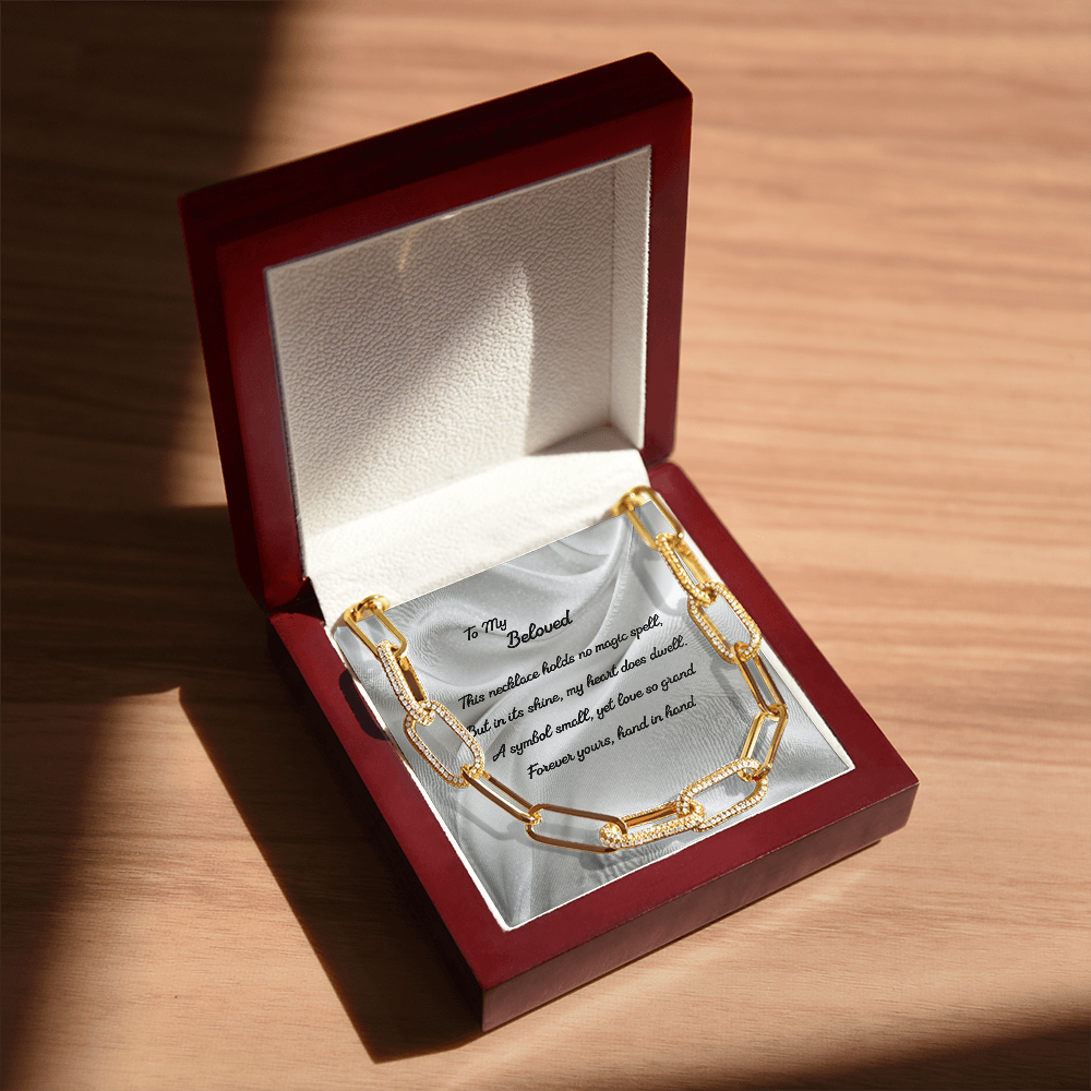 Enchanting Embellished Paperclip Necklace for your Special Someone in Luxury Box