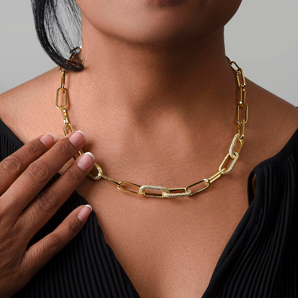 Enchanting Embellished Paperclip Necklace for your Special Someone in Luxury Box
