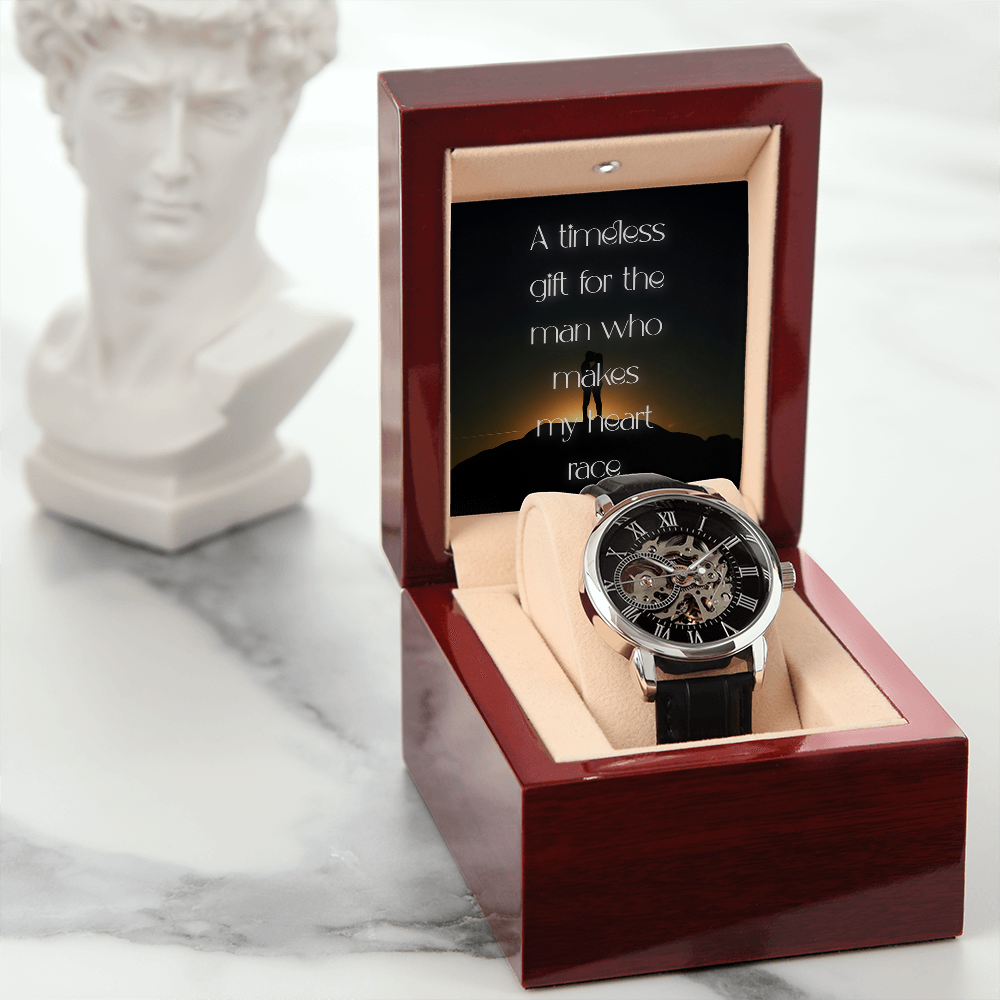 Classic Openwork Men's Perpetual Movement Watch with Loving Sentiment