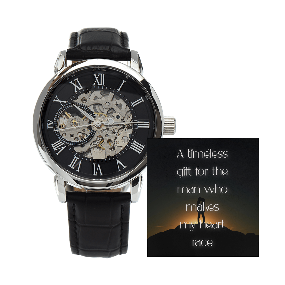 Classic Openwork Men's Perpetual Movement Watch with Loving Sentiment