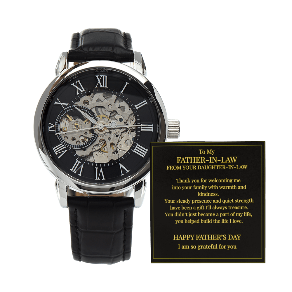 To My Father-in-Law – Openwork Watch with Message Card | Heartfelt Father's Day Gift from Daughter-in-Law