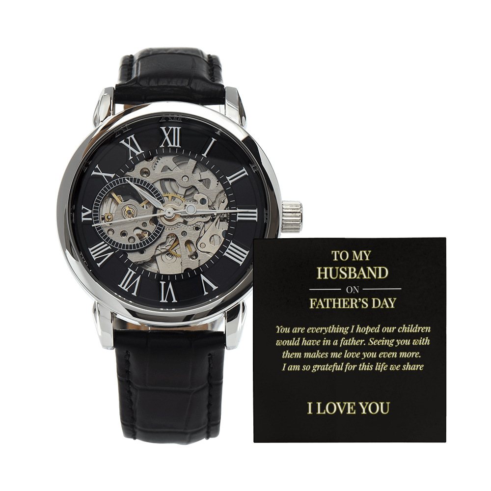 To My Husband – Openwork Watch with Father's Day Message Card | Romantic Gift from Wife