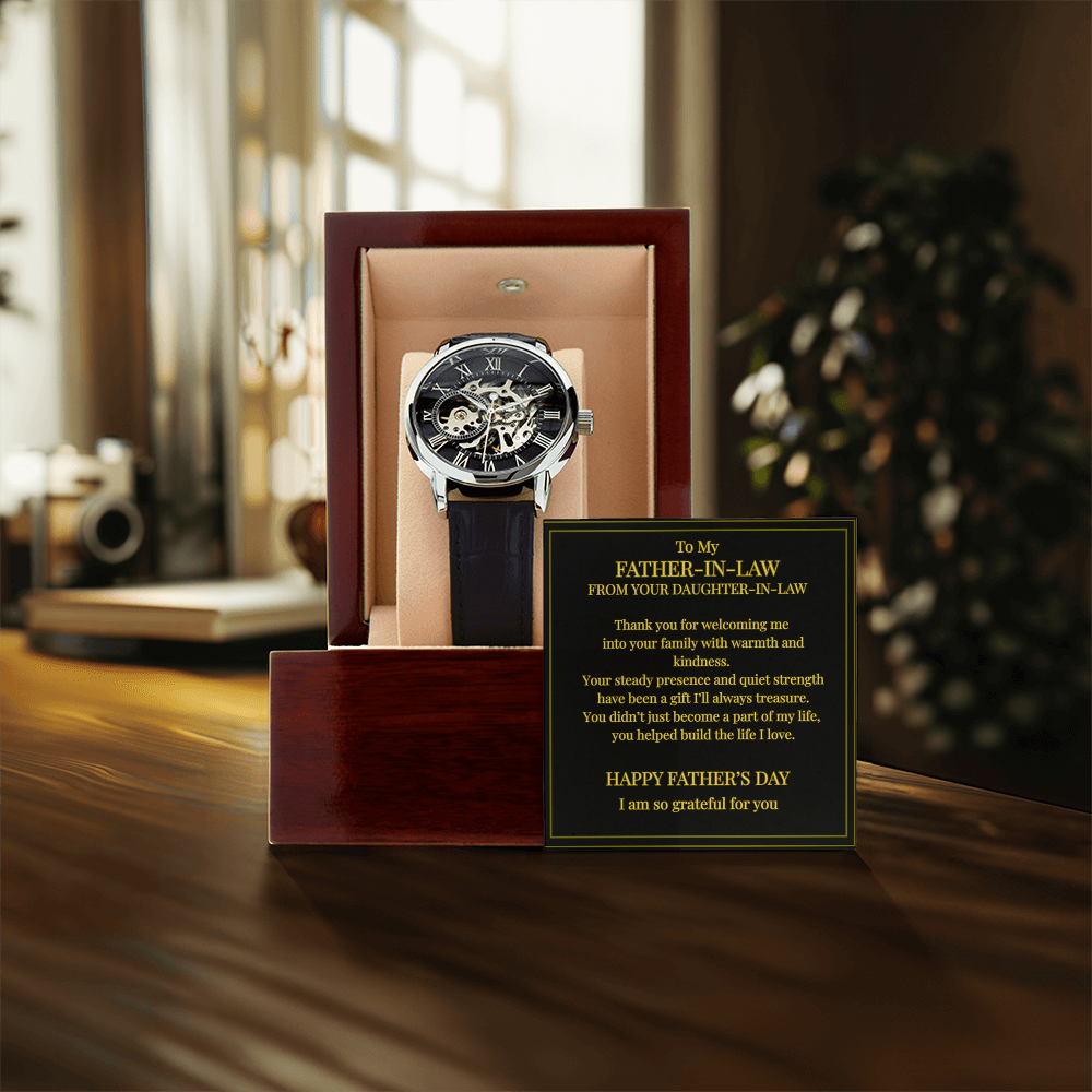 To My Father-in-Law – Openwork Watch with Message Card | Heartfelt Father's Day Gift from Daughter-in-Law