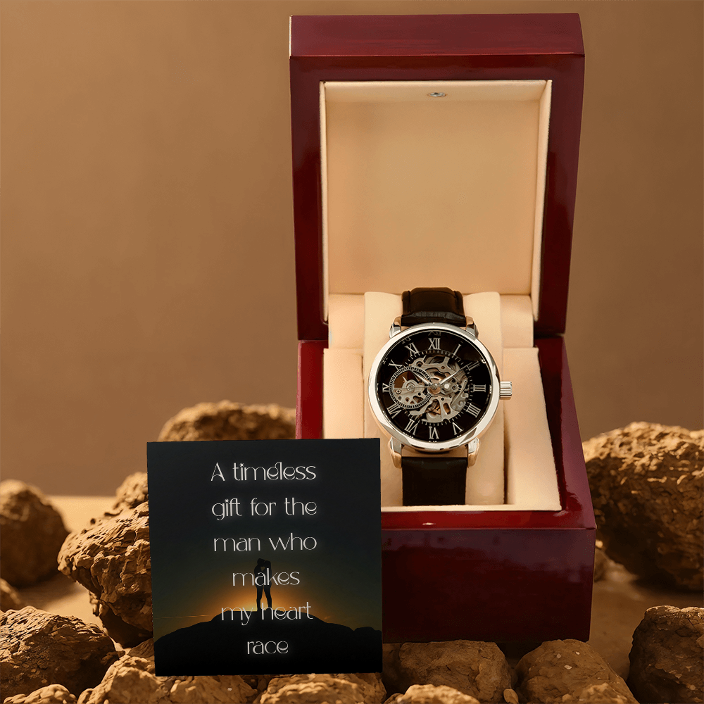 Classic Openwork Men's Perpetual Movement Watch with Loving Sentiment