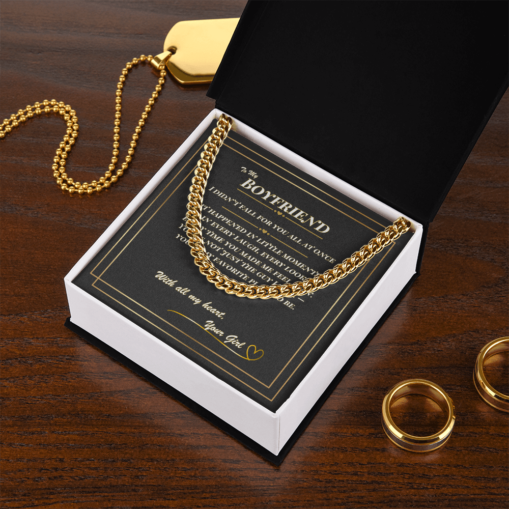 To My Boyfriend – Cuban Link Chain Necklace with Romantic Message Card | Gift from Your Girl
