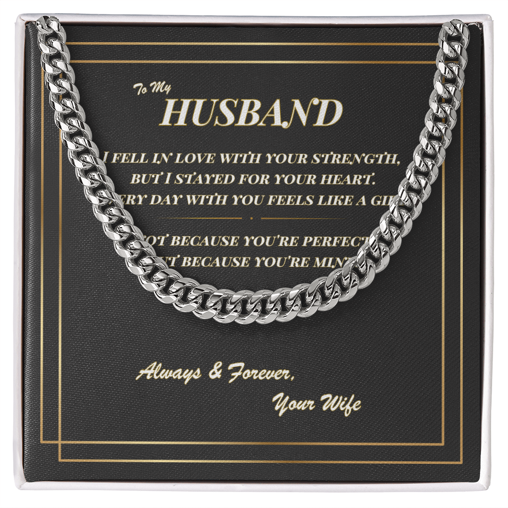 To My Husband – Cuban Link Chain Necklace with Romantic Message Card | Gift from Wife