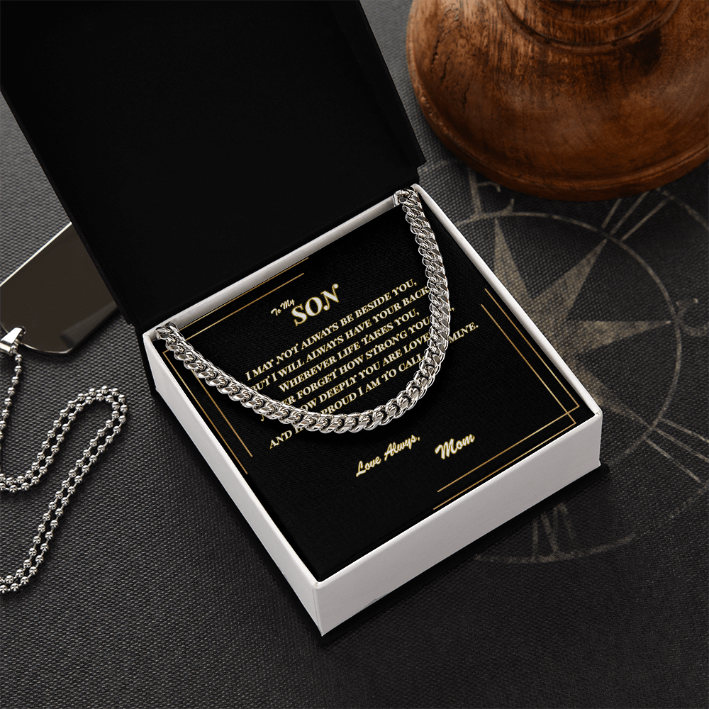 To My Son – Cuban Link Chain Necklace with Message Card | Gift from Mom