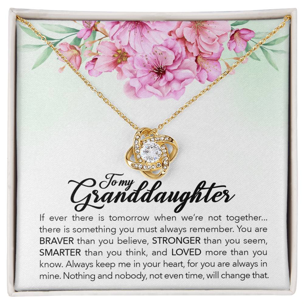🌸 To My Granddaughter – Love Knot Necklace | “Always Keep Me in Your Heart” Keepsake Gift