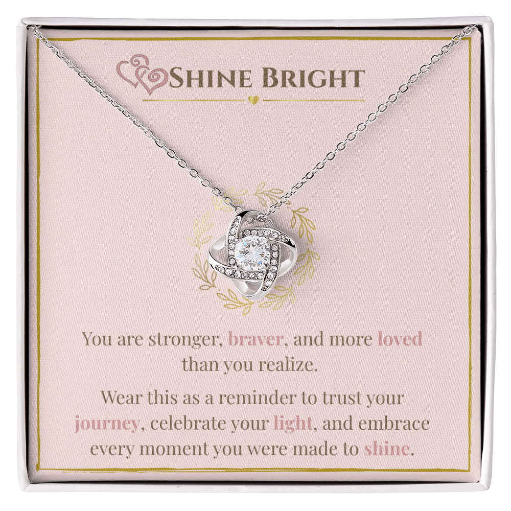 Shine Bright Empowerment Necklace – Gift for Self-Love & Encouragement, Adjustable Gold or Silver, Sparkling CZ Pendant