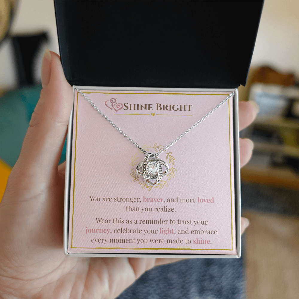 Shine Bright Empowerment Necklace – Gift for Self-Love & Encouragement, Adjustable Gold or Silver, Sparkling CZ Pendant