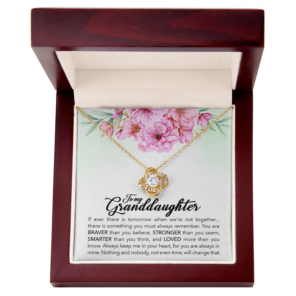🌸 To My Granddaughter – Love Knot Necklace | “Always Keep Me in Your Heart” Keepsake Gift