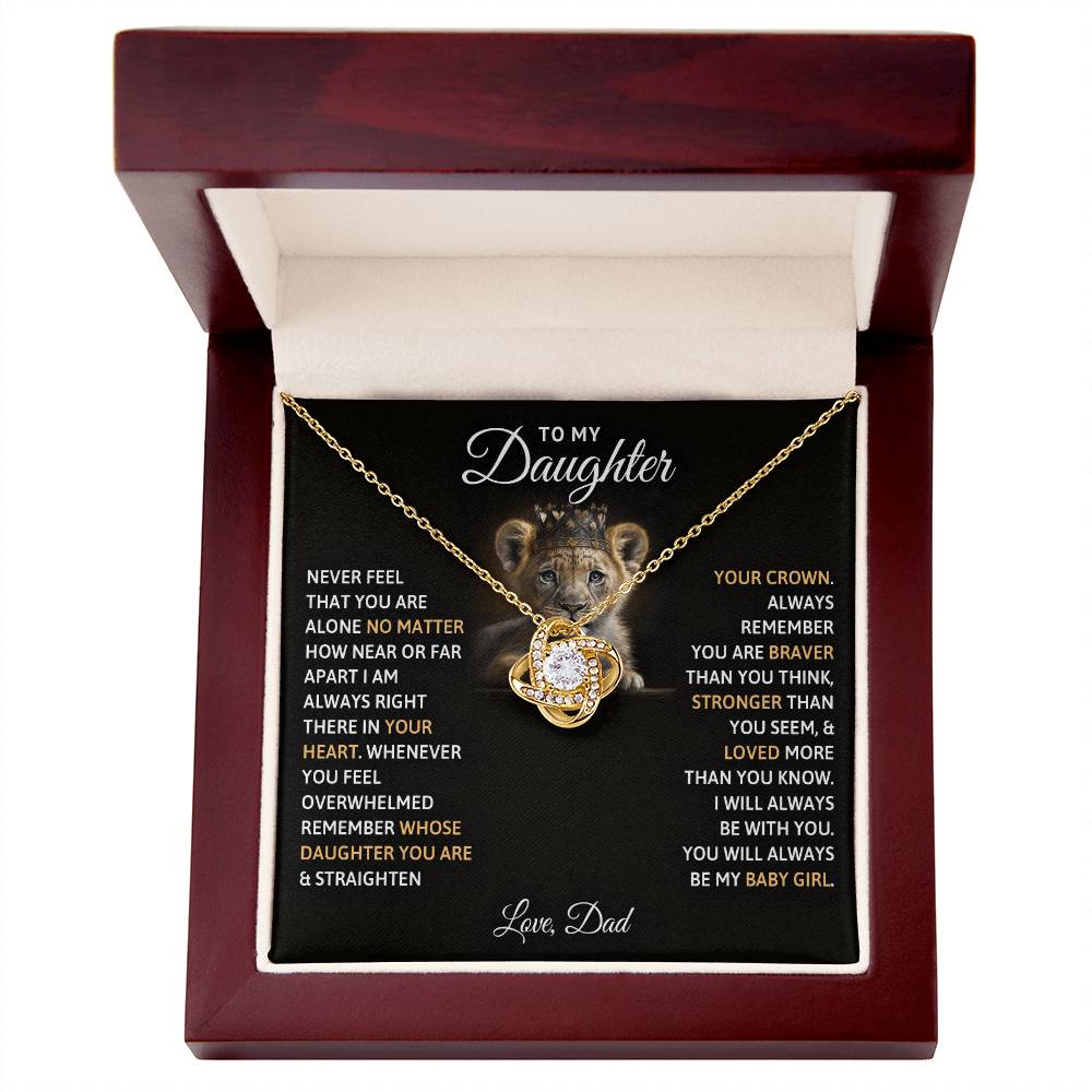🦁 To My Daughter – Love Knot Necklace | “You Will Always Be My Baby Girl” Crown Message Card from DadTo My Daughter, You Will Always Be My Baby Girls