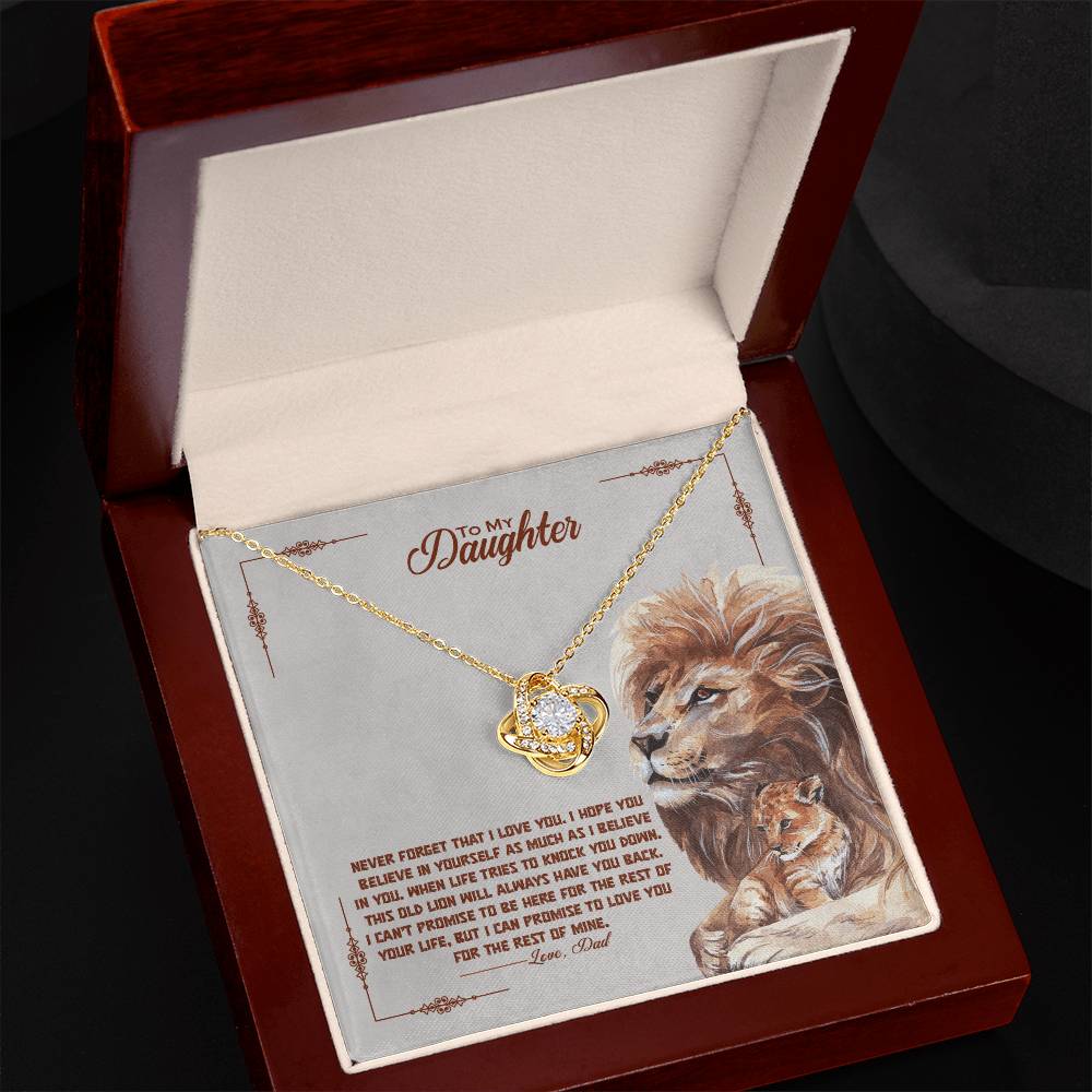 🦁 To My Daughter – Love Knot Necklace | “I Promise to Love You for the Rest of My Life”