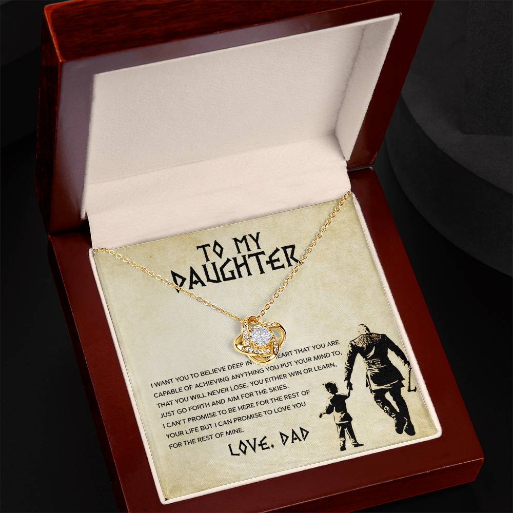 💪 To My Daughter – Love Knot Necklace | “You Will Never Lose” Inspirational Message from Dad