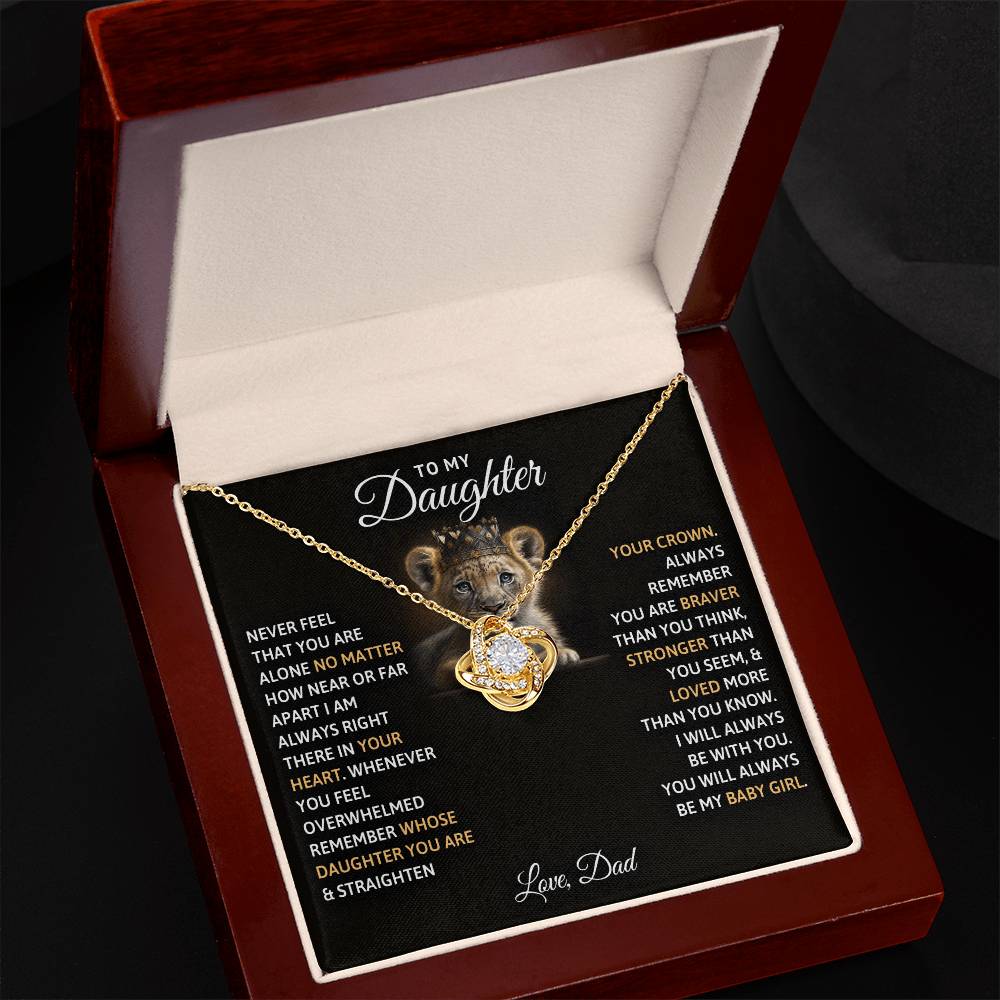 🦁 To My Daughter – Love Knot Necklace | “You Will Always Be My Baby Girl” Crown Message Card from DadTo My Daughter, You Will Always Be My Baby Girls