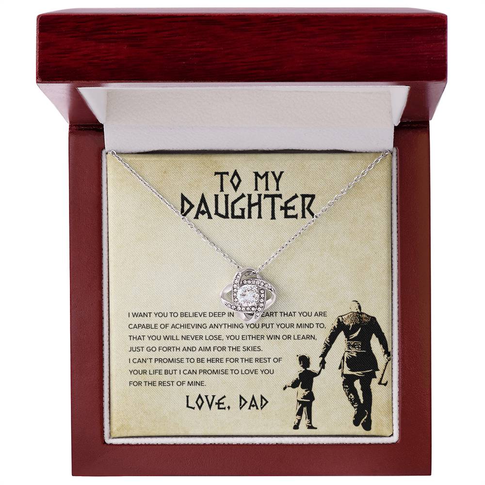 💪 To My Daughter – Love Knot Necklace | “You Will Never Lose” Inspirational Message from Dad