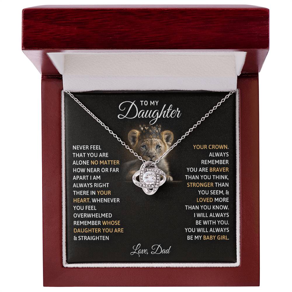 🦁 To My Daughter – Love Knot Necklace | “You Will Always Be My Baby Girl” Crown Message Card from DadTo My Daughter, You Will Always Be My Baby Girls