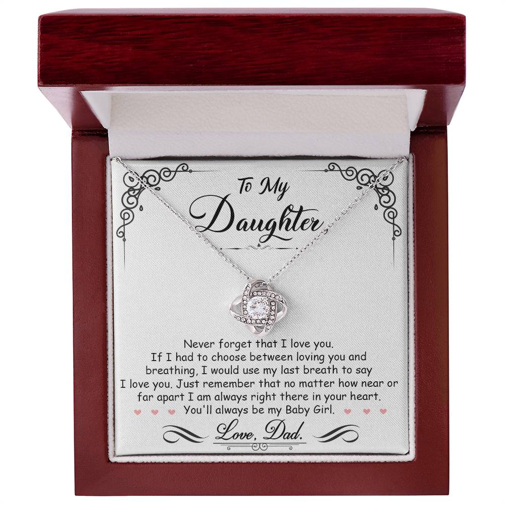 To My Daughter – Love Knot Necklace | “I’m Always Right Here in Your Heart”