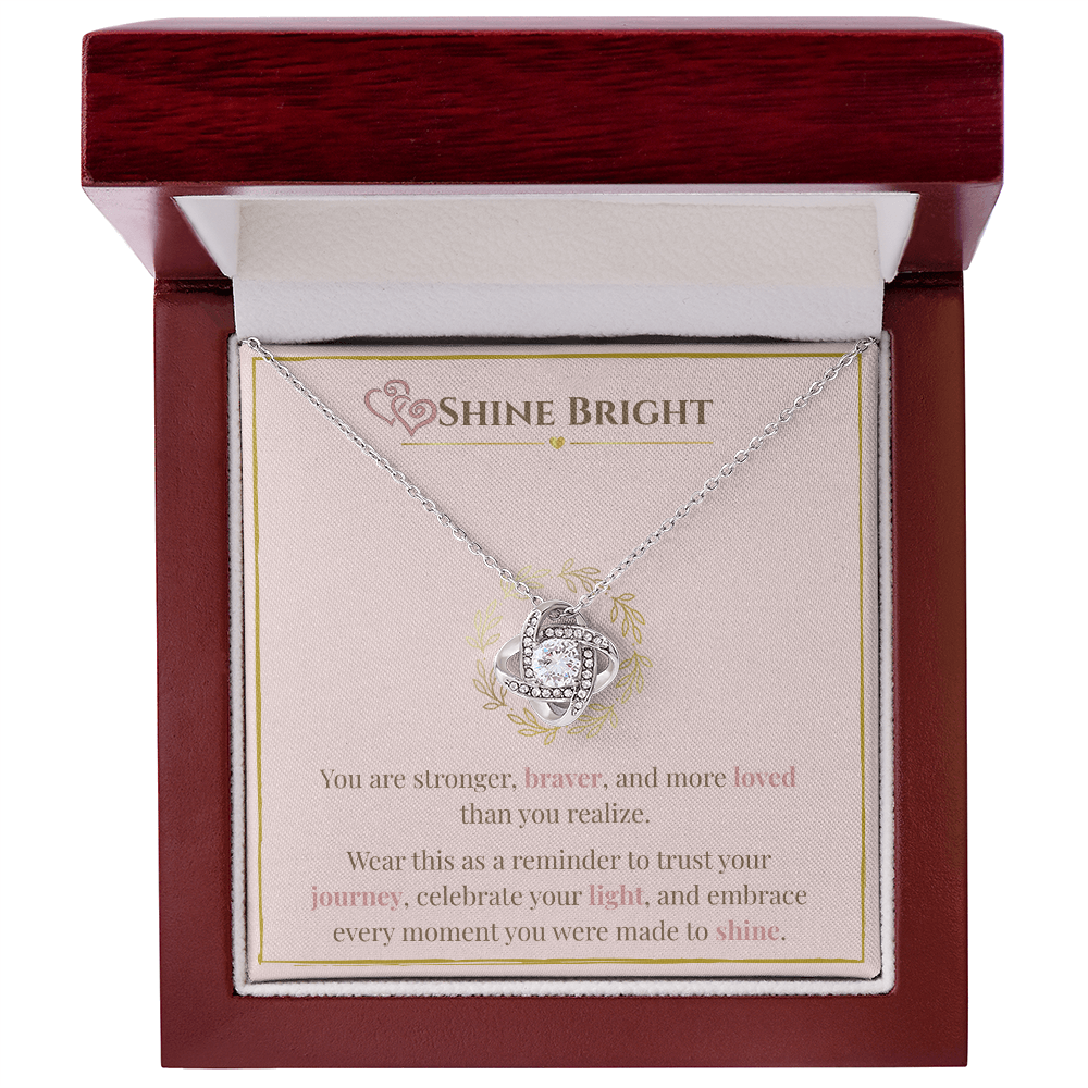 Shine Bright Empowerment Necklace – Gift for Self-Love & Encouragement, Adjustable Gold or Silver, Sparkling CZ Pendant
