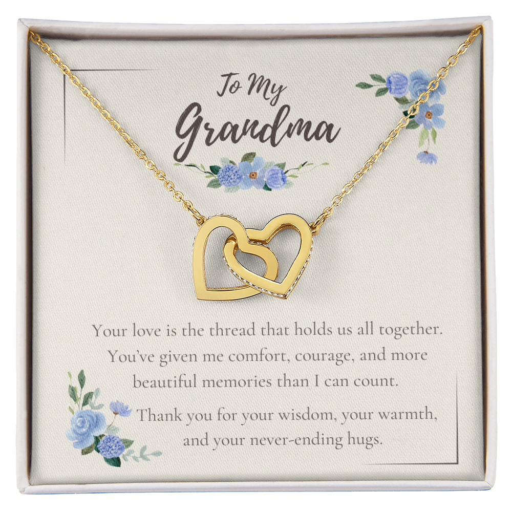 To My Grandma – Interlocking Hearts Necklace with Sentimental Message Card – Grandparents Day, Birthday, or Just Because Gift