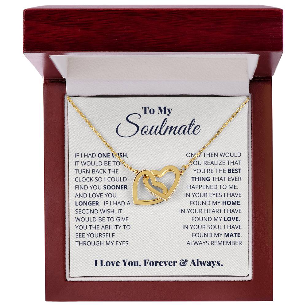 💞 To My Soulmate – Interlocking Hearts Necklace | “I Love You, Forever & Always” Romantic Message Gift