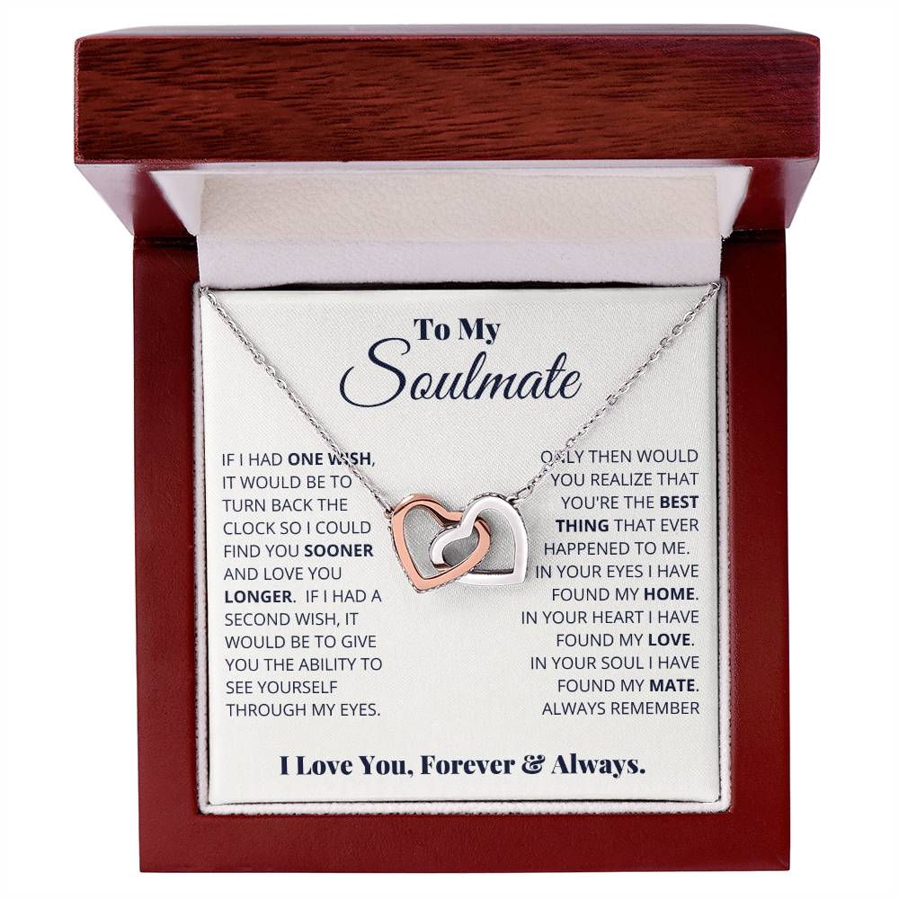 💞 To My Soulmate – Interlocking Hearts Necklace | “I Love You, Forever & Always” Romantic Message Gift