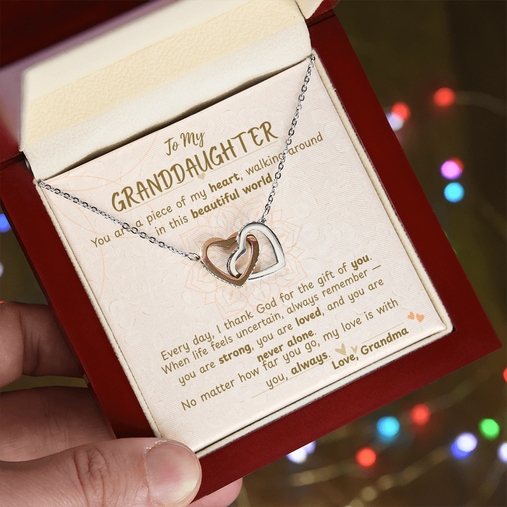 To My Granddaughter – Interlocking Hearts Necklace from Grandma Gift